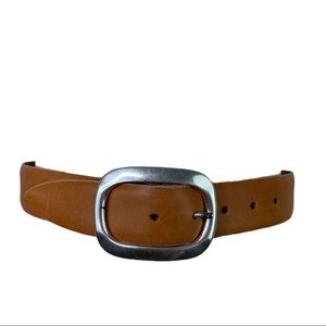 Emergere Brown Leather Belt w/Silver Buckle Small